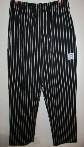 chefs pants black pinstripes chef revival stretch drawstring large new with tags