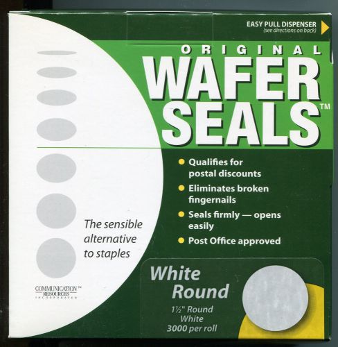 Brand new box of 3,000 White 1.5&#034; Wafer Tab Seals &amp; another 100-200 for free