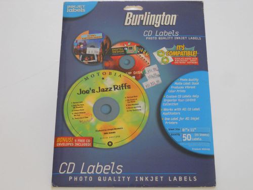 CD DVD Labels Refill 50 Die-Cut InkJet Printer New Sealed Burlington Photo Quali