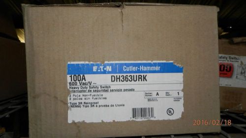 Nib cutler hammer dh363urk rain tight  3p 4w 100a 600v safety switch non-fusible for sale