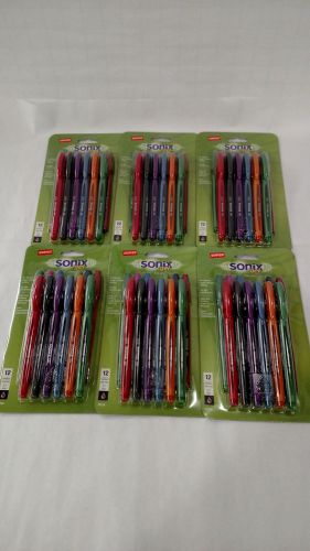 LOT of 6 Staples 13124 Sonix Gel Stick Pens 12PK Assorted Color 0.7mm - 72 Pens!