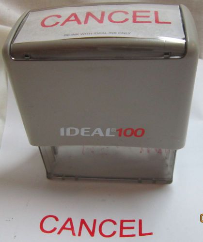 CANCEL Stamp Red Ink Self Inking Ideal100 Stamp Refillable EUC
