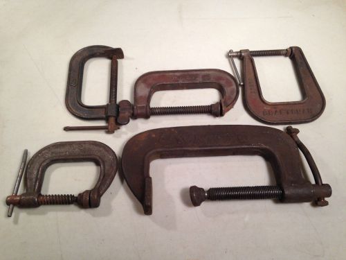 Heavy Duty C-Clamps Forged Steel Iron Tools Mixed Lot Of 5 CRAFTSMAN GRAND +