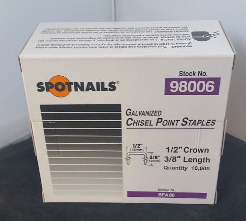 Spotnail-series 80- 3/8&#034; (1/2&#034; crown) galvanized upholstery staples 10,000/box for sale