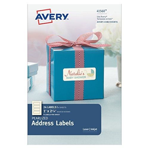 Avery Pearlized Address Labels , 1 x 2-5/8 Inches, Pack of 24 Labels (41560)