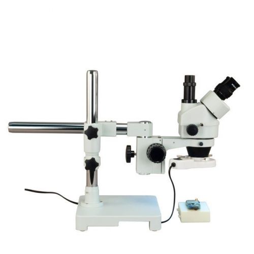 3.5X-90X Single-Bar Boom Stand Stereo Microscope+8W Fluorescent Ring Light New