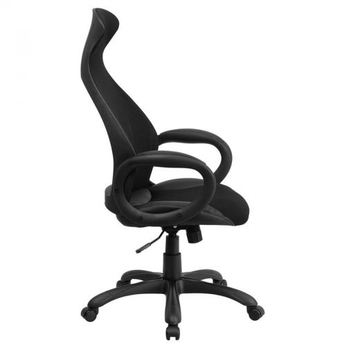 HIGH BACK BLACK MESH EXECUTIVE SWIVEL OFFICE CHAIR WITH LEATHER SEAT INSERT