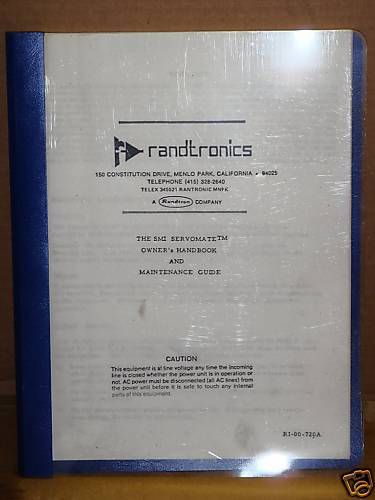 Randtronics SMI Servomate Owner&#039;s &amp; Maintenance Manual