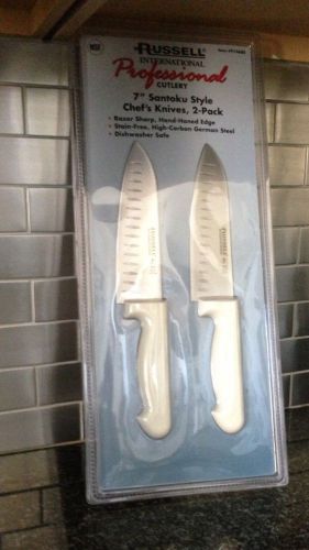 X2 RUSSELL INTERNATIONAL PROFESSIONAL CUTLERY 7&#034; SANTOKU STYLE CHEFS KNIVES