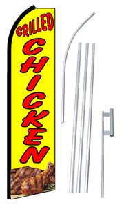 Grilled Chicken Flag Swooper Feather Sign Banner 15ft Kit made in USA