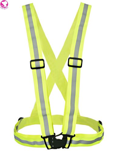360 degrees adjustable neon green safety vest with reflective strips hiking run for sale