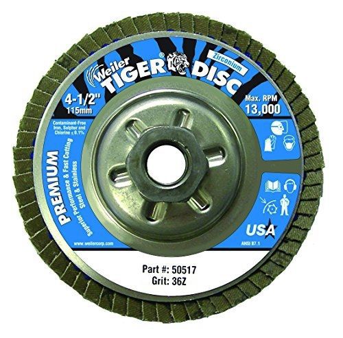 Weiler 804-50517 Tiger Premium Type 29 Angled Flap Disc, Zirconia Alumina,