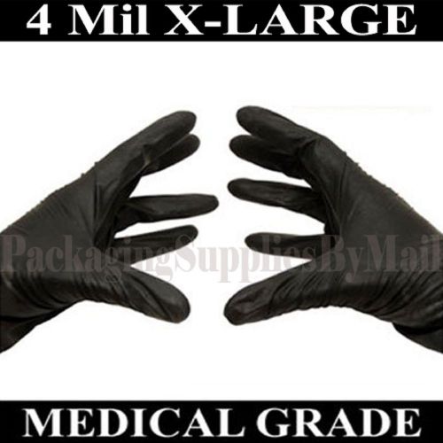 4000 x-large black nitrile gloves medical exam powder-free 4 mil thick by psbm for sale