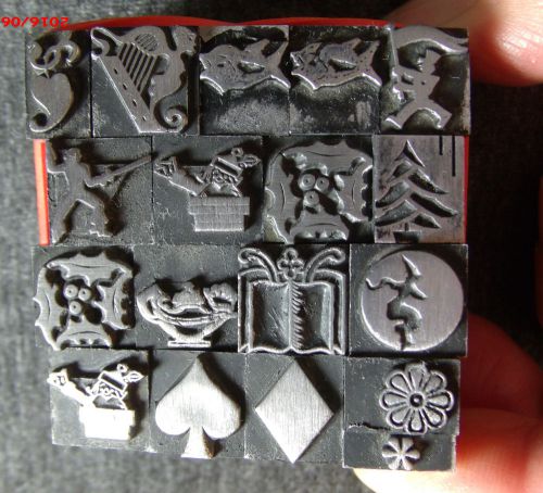 Lot n letterpress metal print blocks 18 dingbats ornaments flourishes for sale