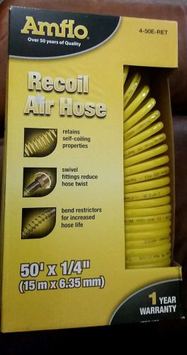 Amflo 4-50e-ret yellow 200 psi nylon recoil air hose 1/4&#034; x 50&#039; with 1/4&#034; mnpt for sale