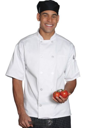 Edwards Garment 10 Button Short-Sleeve Chef Coat, Black/White
