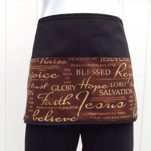 Black Religious Server waitress waist apron 3 pocket restaurant Classyaprons