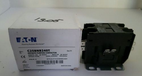 Eaton c25bnb240t 2 pole 40a 24v definite purpose contactor - new for sale