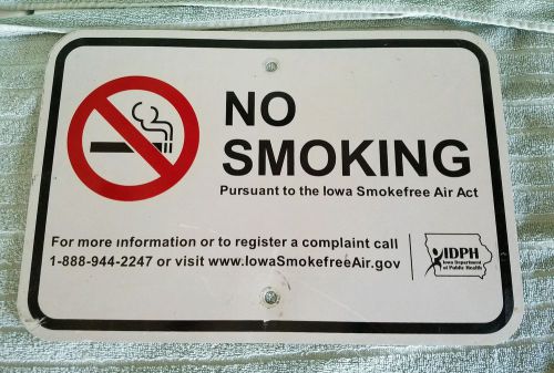 No Smoking Sign, Iowa, 18&#034;W x 12&#034;H, Aluminum;&#034;IDHP&#034; LOGO