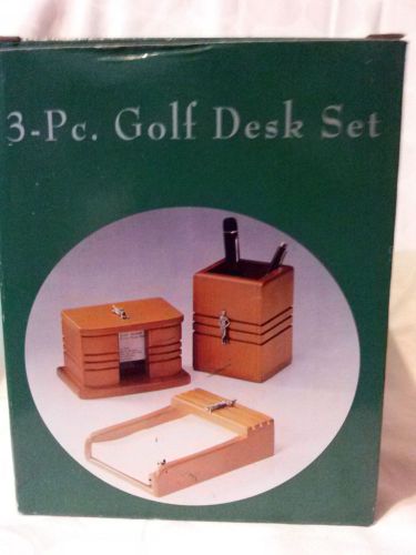 Golfer gift 3 piece wooden Golf desk set