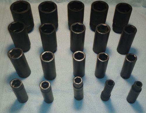 Snap on 20 pc 1/2&#034; drive 6 point deep impact socket set 1 9/16 to 3/8 inch! for sale