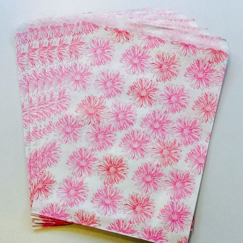 200 pc 8.5x11&#034;inch Pink Flower Print Paper Bags
