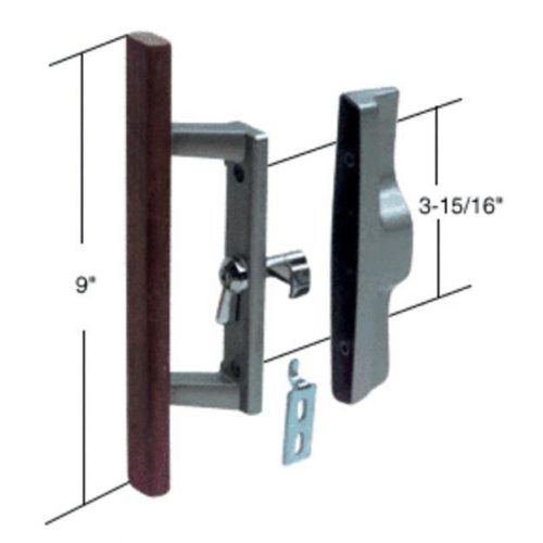 Wood/Aluminum Non-Keyed Internal Lock Sliding Glass Door Handle Set with 3-15/16