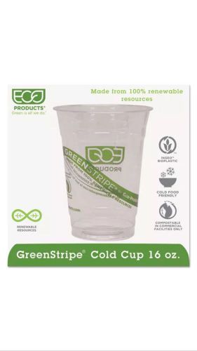 Eco-Products GreenStripe Renewable &amp; Compostable Cold Cups - 16oz., 50/PK 10 Pks