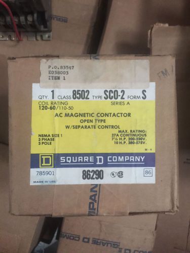 New in box square d 8502sco2v01s size 1 contactor 120v coil 3 phase for sale