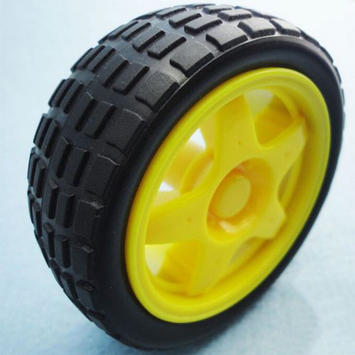 2x yellow smart car model robot plastic tire wheel 65mm ljn for sale