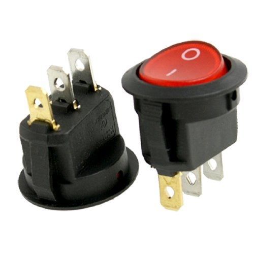 10pcs red light on-off spst round rocker switch 6a/250v 10a/125v ac for sale