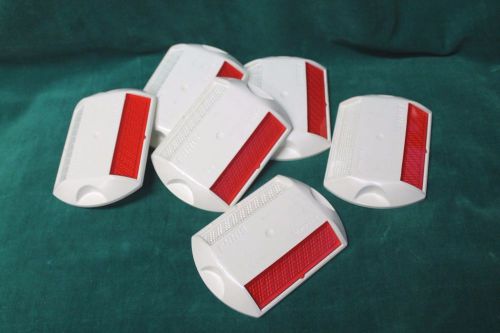 Six 6 new red &amp; white rpms raised pavement markers reflectors road driveway for sale