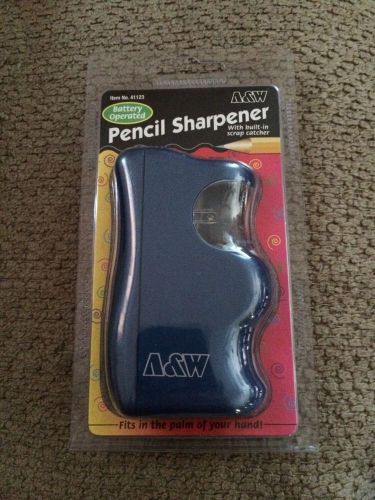 A&amp;W Battery Operated Pencil Sharpener With Built In Scrap Catcher New