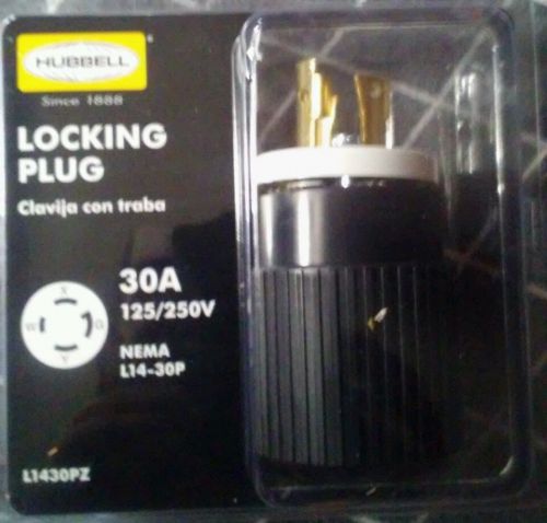 Hubblell 30 amp 125/250 volt locking plug l1430pz