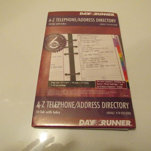 DAY RUNNER A-Z TELEPHONE/ADDRESS DIRECTORY REFILL-BNIP-#00465 P/N 023-0200
