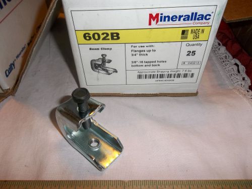 25 minerallac beam clamps # 602b flanges &lt;= 3/4&#034; 3/8-16 tapped holes made in usa for sale