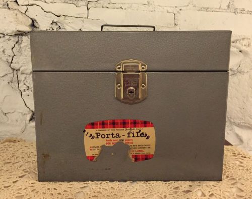 1950s RETRO Vintage PORTA FILE GREY Metal Box, Hamilton Skotch HOLDS 800 PAPERS
