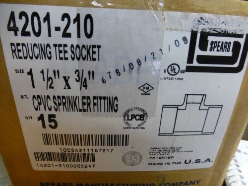 Spears t reducing cpvc sprinkler  fitting sch 80 1 1/2&#034; x 3/4 lot of 15 for sale