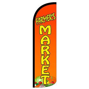 Farmers Market Extra Wide Windless Swooper Flag Jumbo Sign Banner Made in USA