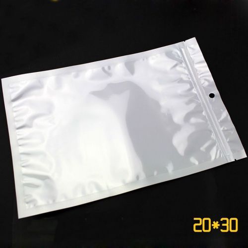 100pcs 20x30cm White Top Feed Pearl film Ziplock Bags Food Bags Pouches 6Mil