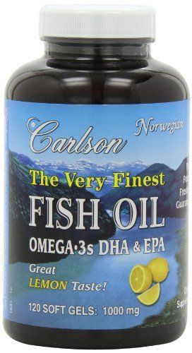 NEW Carlson Labs Very Finest Fish Oil  Lemon  1000mg  120 Softgels