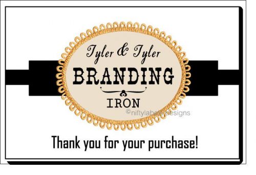 CUSTOMIZED BUSINESS THANK YOU STICKER LABELS  - OVAL GOLD FRAME #16