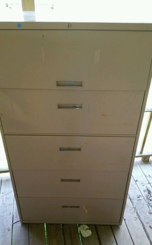 Tan Lateral 5 Drawer File Cabinet