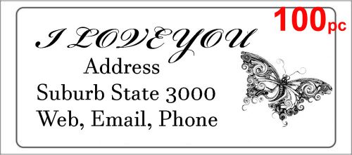 100 Personalised return address label custom mailing sticker 56x25mm butterfly