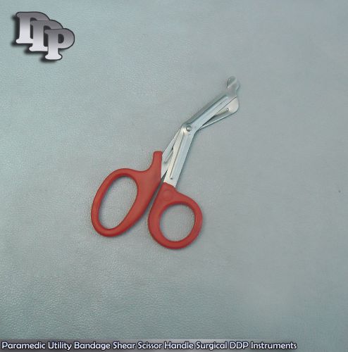 3 pcs Paramedic Utility Bandage Shear Scissor 5.5&#034; Red Handle Surgical instru.