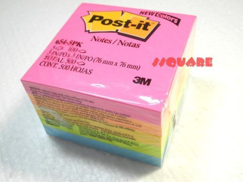 3M Post-it 3&#034; x 3&#034; inch Canary Sticky Note Pad, 5 Colors Pad, 500 Sheets