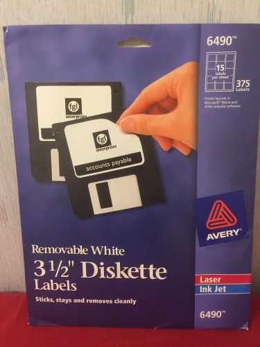 Avery Removable White 3 1/2&#034; Diskette Labels Laser Ink Jet 6490 25 Sheets