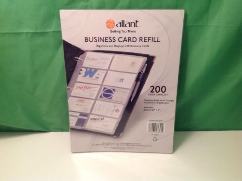 Allant Business Card Refill Pages, 200 Card Capacity, NEW Package