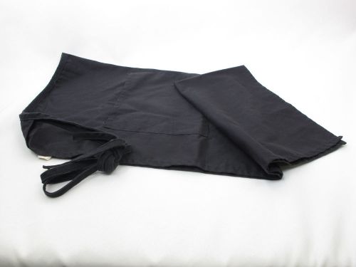 Commercial Chef Waiter 1/2 Apron Black Front Pocket Tie String Made in USA