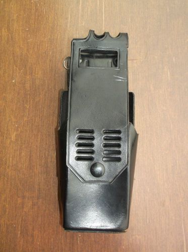 Vintage Police Duty Black Leather Portable Radio Holder With Belt Swivel